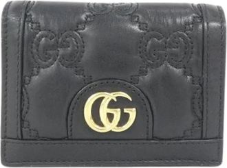 Gucci Pre-owned GG Matelass&eacute; Leren Portemonnee - Dames - Vintage Accessoires - Zwart - ONE Size - Leer - Vintage
