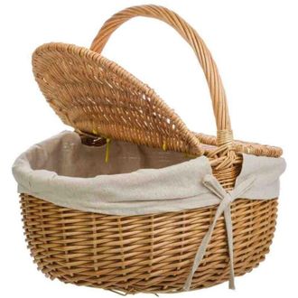 Wanderlust Deco Cesta De Mimbre Marr&oacute;n Forrada 41x32x19/15/37