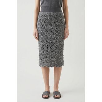 Brunello Cucinelli Medium Grey Wool Pencil Skirt, Size Small