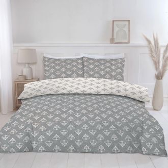 Lewis's Elara Duvet Set - Grey - Double | TJ Hughes
