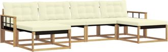 vidaXL Conjunto De Sof&aacute;s De Exterior 6 Uds. Blanco Y Crema Vidaxl