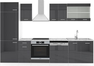 Vicco Cucina componibile R-Line, Antracite lucido/bianco, 300 cm, pl Marmo