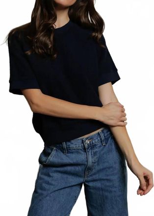 perfectwhitetee Kennedy Short Sleeve Crewneck Sweatshirt In Navy