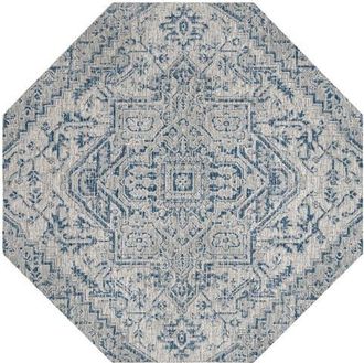 Jonathan Y Designs Estrella Bohemian Medallion Textured Weave Octagon Indoor/Outdoor Area Rug in Navy/gray at Nordstrom, Size 5Ft 0In X 5Ft 0In