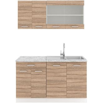 Vicco Cucina monoblocco R-Line, Sonoma, 140 cm, pl Marmo