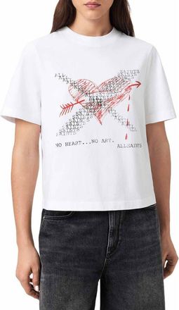 AllSaints Heartache Lisa Cotton Graphic T-Shirt in White at Nordstrom, Size X-Small