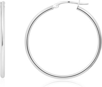 MAX + STONE 14k Yellow or White Gold 2mm Thick Tube Hoop Earrings 12MM to 50MM