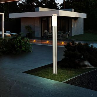 ETC Shop Lampada Led Da 9,5 Watt In Acciaio Inossidabile Con Design In Piedi Ip44 Argento Per Esterni
