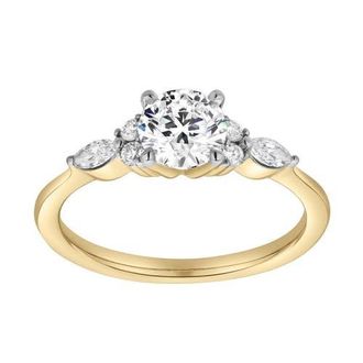 LuvMyJewelry Elora 14K Gold Round & Marquise Cut Lab Grown Diamond Engagement Ring - 1 Ct in 14K Yellow Gold at Nordstrom, Size 7.5