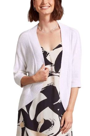 Tribal Cocoon Quarter Sleeve Cardigan In White