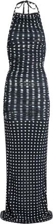 Patou Lange Polka Dot Jurk - Dames - Avondkleed - Blauw - S - Nylon - Kleedjes
