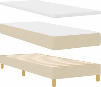 vidaXL Cama Con Somier Y Colch&oacute;n Crema 90x200 Cm Fabric Crema Vidaxl