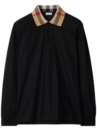 Burberry Check Collar Cotton Polo Shirt