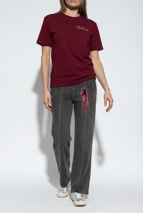 Sporty & Rich T-shirt From The Central Park Collection, Womens, Burgundy