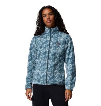Columbia Womens Benton Springs Printed Full Zip Fleece Jacket, Everblue Rose City, Medium