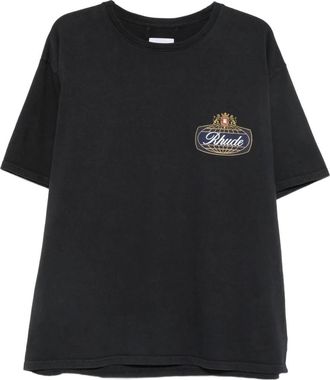 Rhude T-shirt met ronde hals - Heren - T-shirts - Zwart - S - Katoen - Tops