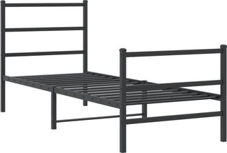vidaXL Metal Bed Frame without Mattress with Footboard Black 75x190cm vidaXL