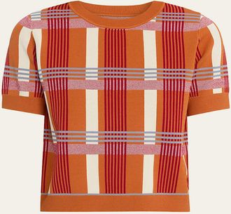 Zankov Plaid Short-Sleeve Sweater