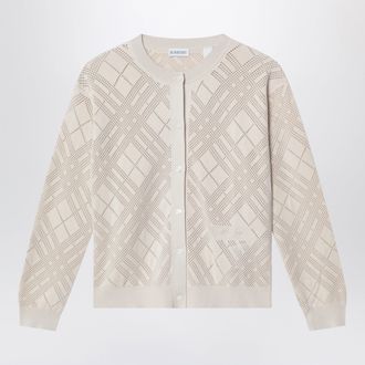 Burberry Cardigan in cotone traforato beige chiaro
