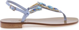 Paolo Ferrara Jewel Sandal - Dames - Sandalen - Blauw - 38 EU - Leer - Schoenen