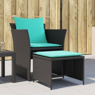 vidaXL Sill&oacute;n De Jard&iacute;n Con Reposapi&eacute;s Rat&aacute;n Sint&eacute;tico Negro Vidaxl