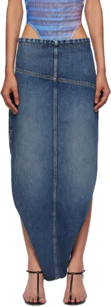 スカート ZIMMERMANN Woman Skirt Gnawed Blue 3548TSS255 TLBLBTFLO Zimmermann Illustration Denim Midi Skirt – Vermillion