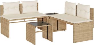 vidaXL Vidaxl - Set Divano Da Giardino 4 Pz Con Cuscini Beige In Polyrattan