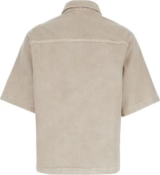 Haikure Womens Beige Shirt With Classic Collar Cotton And Linen Blend Blouses