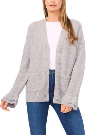 CeCe by Cynthia Steffe Ruffle Cuff Cardigan in Light Heather Grey at Nordstrom, Size X-Large