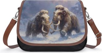 Generic Two Woolly Mammoths Fighting Fashion Womens Crossbody Bags Novelty Handbag Shoulder Bag Purse