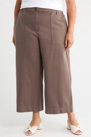 Eileen Fisher Organic Cotton Crop Wide Leg Pants in Rye at Nordstrom, Size 1X