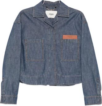 Fendi Jassen, Dames, Blauw, S, Katoen, Chambray Jas