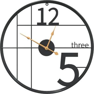 vidaXL Reloj De Pared De Hierro Negro &Oslash;50 Cm Vidaxl