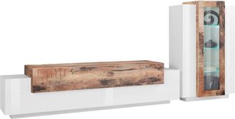 Dmora Pared Modular Isaia, Ajustable, Hecho En Italia, 45x280x120h Cm Blanco Brillante