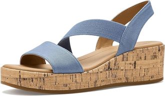 Life Stride Odette Strappy Sandals Womens Wedge Shoes Blue : 7.5 W (C), Synthetic