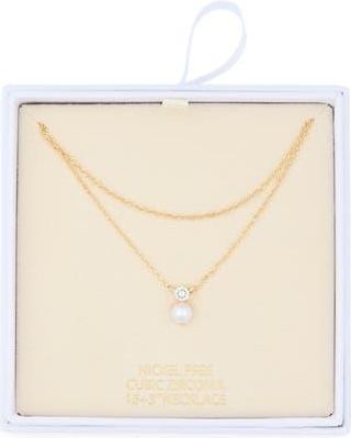 Nordstrom Rack Cubic Zirconia & Faux Pearl Pendant Necklace in Clear- White- Gold at Nordstrom Rack