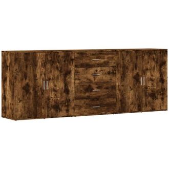 vidaXL Aparadores 3 Uds Madera Contrachapada Roble Ahumado Vidaxl