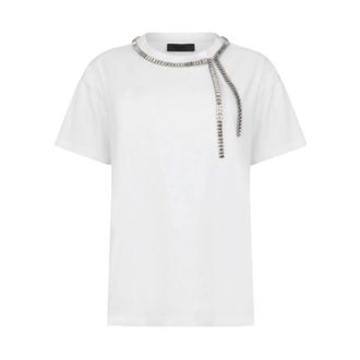 Liu Jo T-Shirts, female, White, Size: 2XS T-Shirt with Pearls and Rhinestones