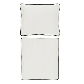 Ballard Designs Replacement Seat and Back Cushion Set with Zipper - 25x47.5 - Box Edge, Canvas White/Black - Ballard Designs