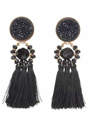 Firetti Paar Ohrstecker »mit 3 kleinen Quasten, schwarz«