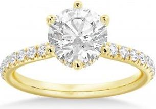 Allurez Lab Grown Diamond Hidden Halo 6 Prong Engagement Ring 14k Yellow Gold (0.35ct)