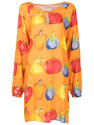 Amir Slama Midi-jurk met fruitprint - Oranje
