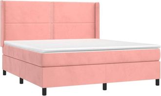 vidaXL Vidaxl - Cama Box Spring Colch&oacute;n Y Led Terciopelo Rosa 180x200 Cm