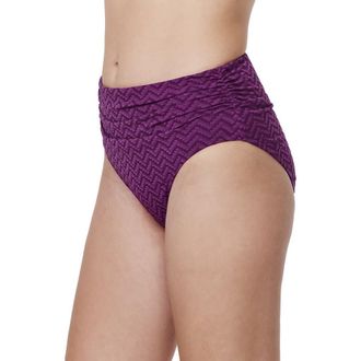 Gottex Medina Textured Shirred High Waist Swim Bottom in Wine at Nordstrom, Size 12