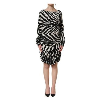 Dolce & Gabbana Short Dresses, female, Black, Size: S Long Sleeves Mini