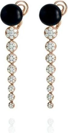 CHANTECLER Ros&eacute;gouden oorbellen met onyx en diamanten - Dames - Oorbellen - Geel - ONE Size - Accessoires