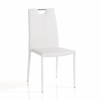 Oresteluchetta Set 4 sillas piel blanca apilables y acero interno H91 L44 P51 cm