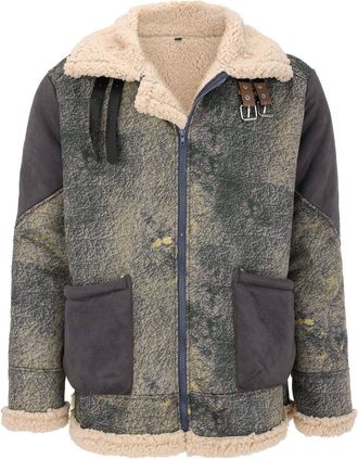 Generic Mens Shearling Faux Sheepskin WWII Bomber Leather Flying Aviator Jacket, Thickened Suede Jacket, Warm Winter Vintage Leisure Coat, Lightweight Motorcy