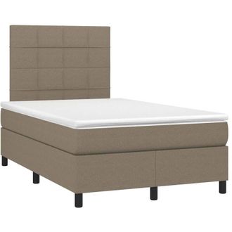 vidaXL Cama Box Spring Con Colch&oacute;n Y Led Tela Gris Taupe 120x190 Cm Vidaxl