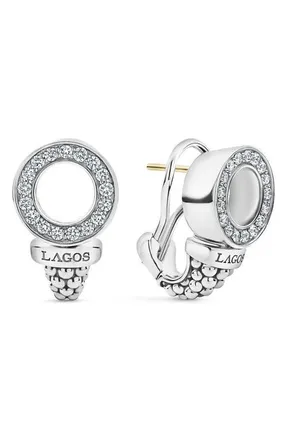 Lagos Enso Diamond Caviar Circle Earrings in Silver/diamond at Nordstrom